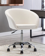 white barrel style swivel chairs