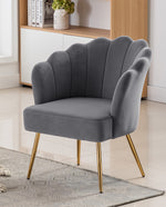 DUHOME Sacramento scalloped accent chair grey side view