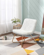 DUHOME Tacoma fuzzy accent chair white side view