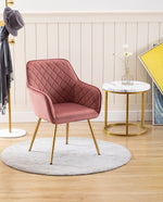DUHOME Denver Rhombus pink velvet accent chair side view