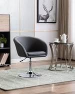 DUHOME leather barrel dining chair