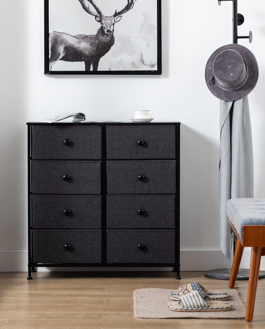 Montgomery Steel Frame Double Dresser with 6 or 8 Fabric Drawers - DUHOME 3 Shelves Montgomery Steel Frame Double Dresser with 6 or 8 Fabric Drawers - DUHOME 3 Shelves