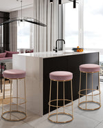 DUHOME round velvet bar stool salmon pink  high quality