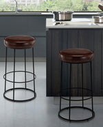 DUHOME round kitchen stools dark brown details