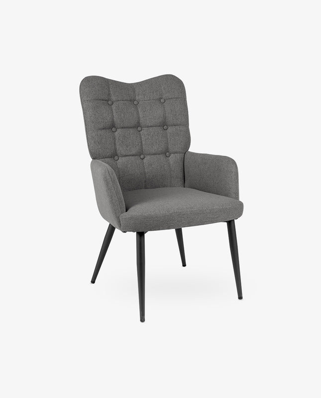 Light Grey Buttom Tufted Wingback Chair