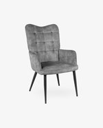 Light Grey Wingback Chair with Button Back