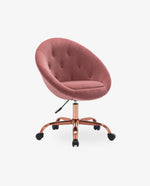 blush velvet rolling desk chair