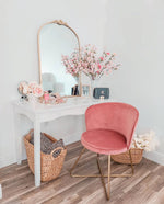 pink velvet barrel chair for living room
