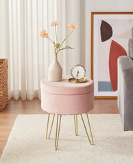 DUHOME small round storage ottoman pink online shopping