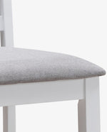 White Slat-Back Dining Chairs with Soft Cushion