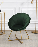 DUHOME scallop accent chair dark green side view