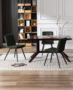 DUHOME green fabric dining chairs thick velvet-green