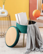 DUHOME round storage ottoman darkgreen online shopping
