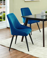 DUHOME velvet upholstered dining chair blue