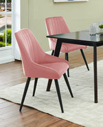 DUHOME velvet tufted dining chairs pink