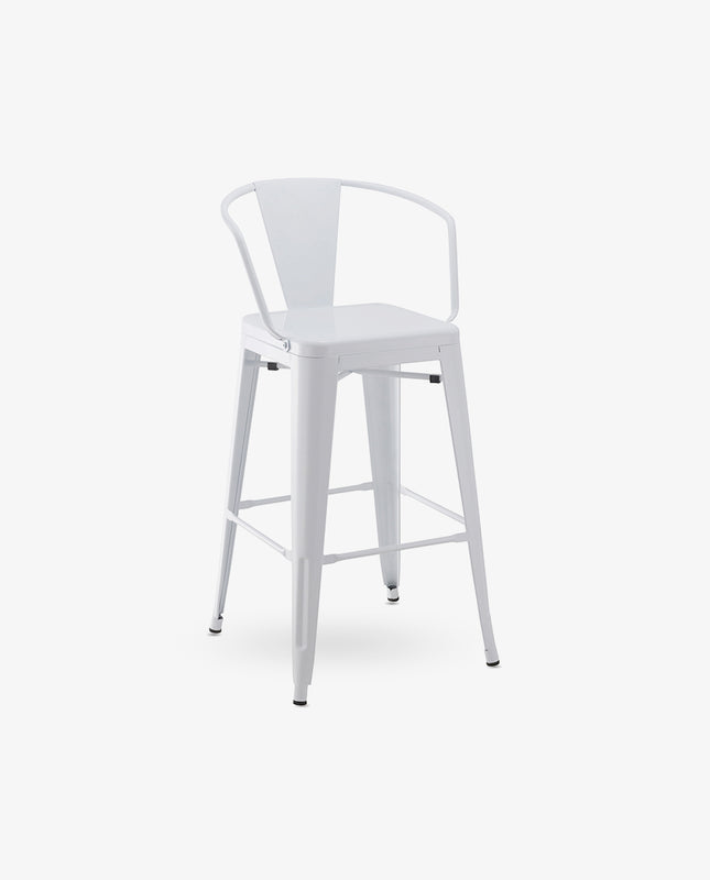 white metal bar stools