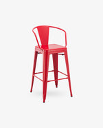 red metal bar stools
