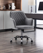 grey velvet rolling chair for home office
