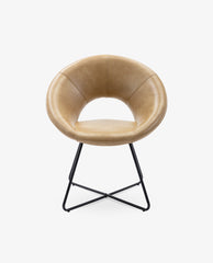 DUHOME leather papasan chair front view