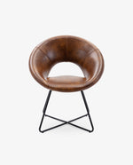 DUHOME round occasional chair brown front view