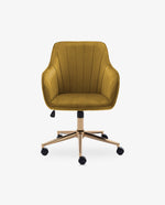 DUHOME grey velvet office chair with arms
