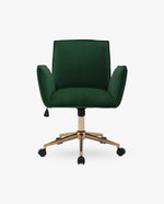 DUHOME velvet task chair with wheels dark green details