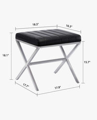 Macon Channel-Tufted Faux Leather X Bench