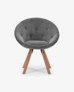DUHOME Mystic velvet tufted accent chair light grey front view