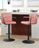 DUHOME blue velvet bar stools uk pink details