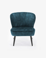 blue armless accent chair