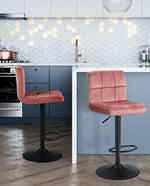 DUHOME blue velvet bar stools set of 2 pink