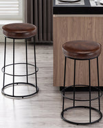 DUHOME round kitchen stools dark brown