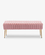 DUHOME tufted rectangular ottoman bench salmon pink display