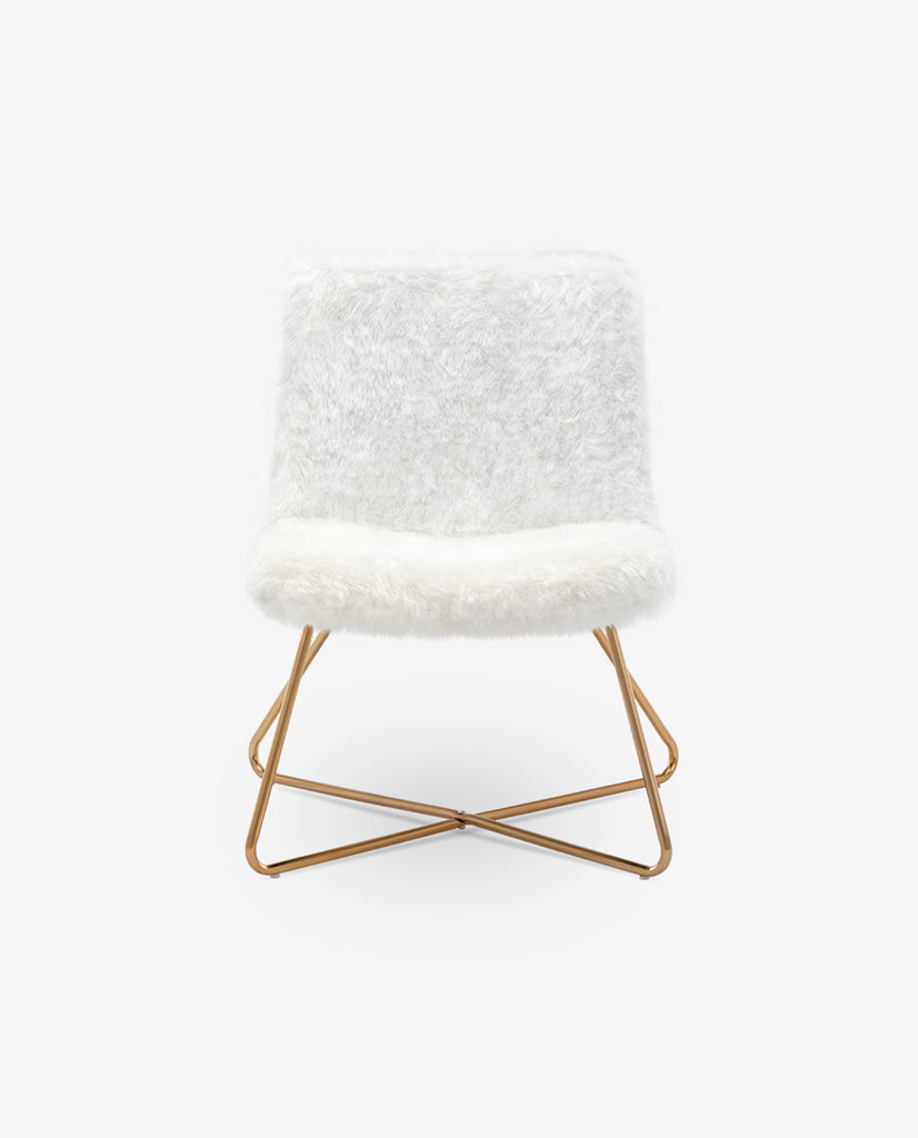 Tacoma Fuzzy Faux Fur Crisscross Golden Legs Accent Chair - DUHOME ...