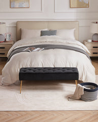 Anaheim Golden Legs Button Tufted Vanity Bench