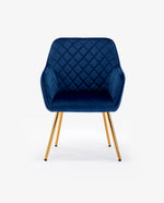 DUHOME Denver Rhombus velvet occasional chair dark blue front view