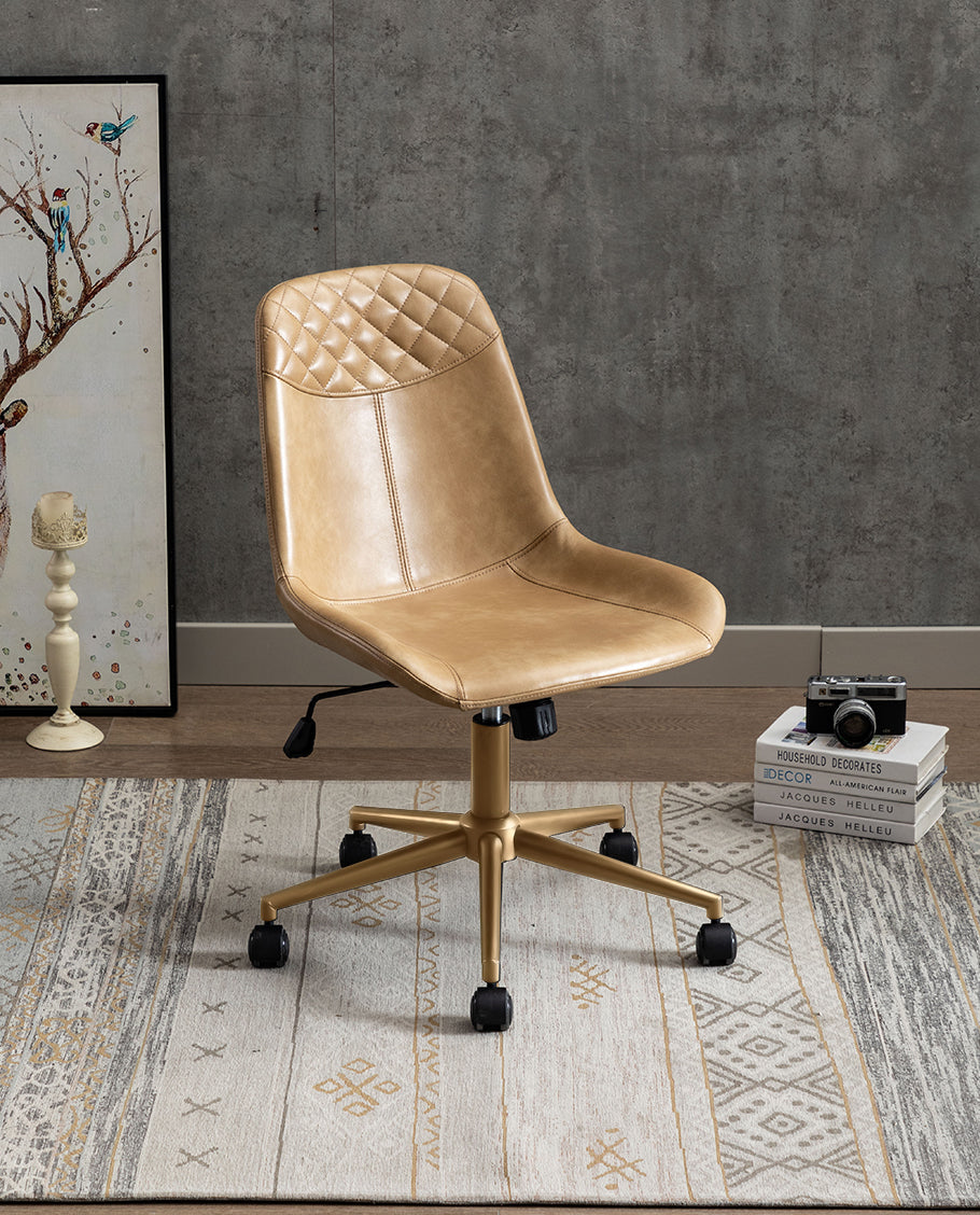 Paducah Swivel Adjustable Golden Legs Faux Leather Desk Chair