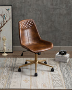 DUHOME brown faux leather desk chair