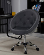 velvet rolling desk chair with button tufted back