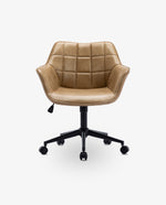 DUHOME brown leather home office chair cream details