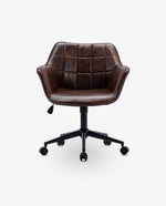 DUHOME brown leather chair desk dark brown display