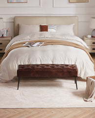 Taos Tufted Faux Leather Vanity Bench