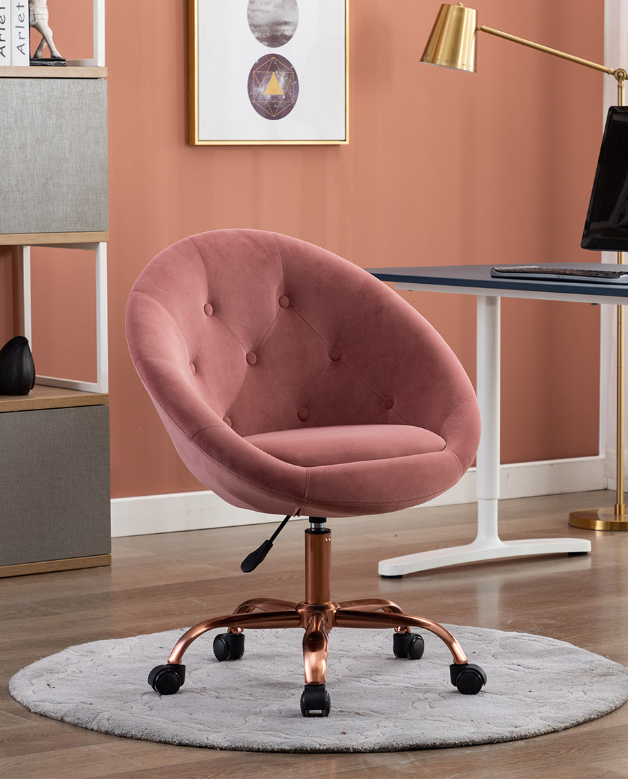 Pink velvet rolling chair Clearance