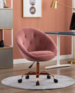 blush velvet rolling chair