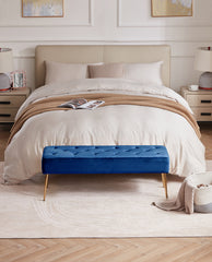 Anaheim Golden Legs Button Tufted Vanity Bench