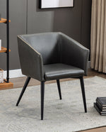 DUHOME faux leather armchair with ottoman