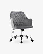 grey velvet rolling chair