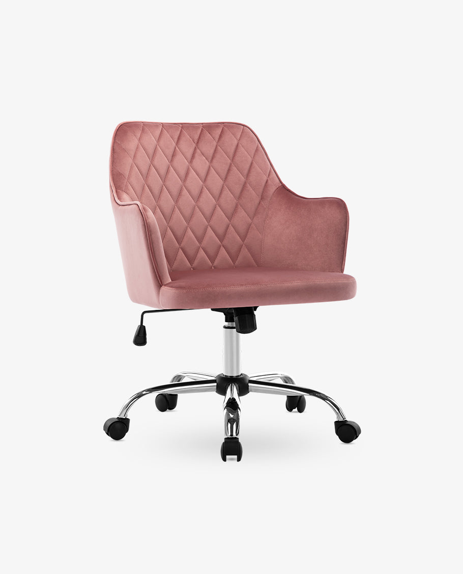 pink velvet rolling chair