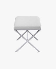 Macon Channel-Tufted Faux Leather X Bench