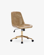 DUHOME brown leather desk chair with wheels